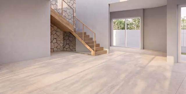 Sala do PRANA com pisos e revestimentos instalados, sem móveis